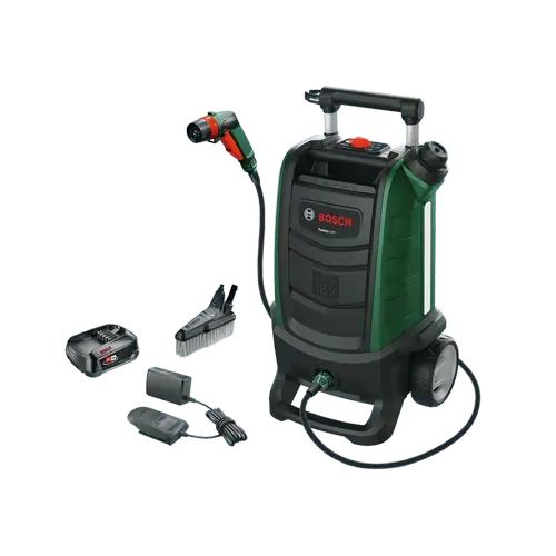 Aparat de spalat cu presiune Bosch Fontus 18V, Rezervor 15 L, 20 bari, Maner telescopic, 1x Acumulator 2.5 Ah si Incarcator