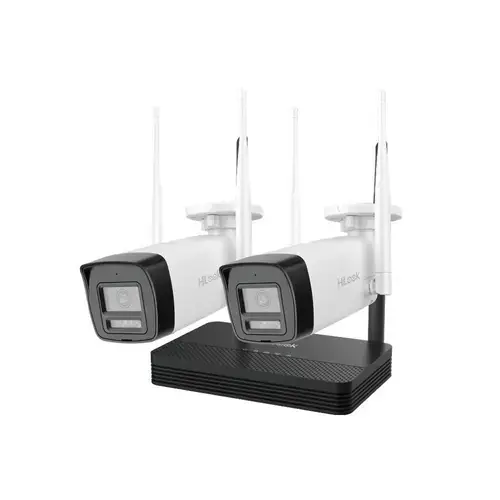 Kit supraveghere exterior WiFi HikVision HiLook IKS-2044BH-PH/W, 4MP, 2.8 mm, IR 30, microfon, difuzor, detectie miscare, slot card