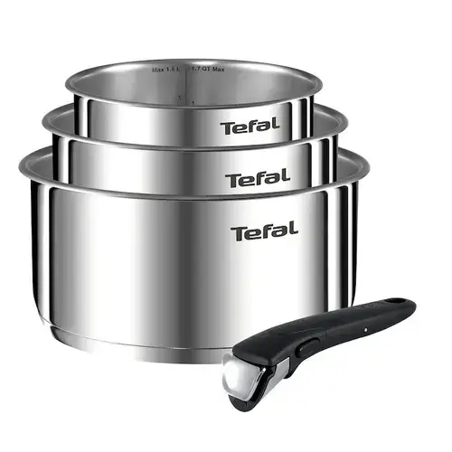 Set de 4 piese Tefal Ingenio Emotion L896S404, cratita 16X18X20 cm, maner detasabil (Inox)