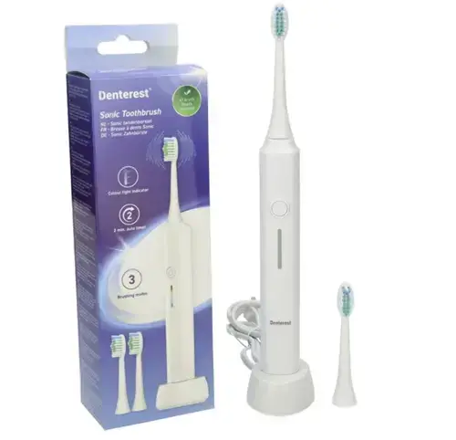 Periuta de dinti electrica sonica Denterest, reincarcabila, 2 capete tip Philips, 4579 (Alb)