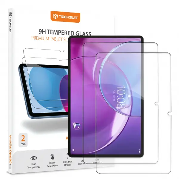Folie de protectie Ecran Techsuit ArmorGlass CrystalHD pentru Lenovo Idea Tab Pro Gen 2, Sticla Securizata, Full Glue, Set 2 bucati