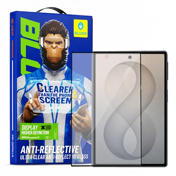 Folie de protectie Ecran Exterior Blueo Anti-Reflective HD pentru Samsung Galaxy Z Fold8 F976, Sticla Securizata, Full Glue, Neagra