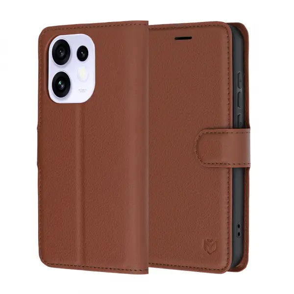 Husa pentru Oppo Reno16 / Reno16 Pro, Techsuit, Leather Folio, Maro
