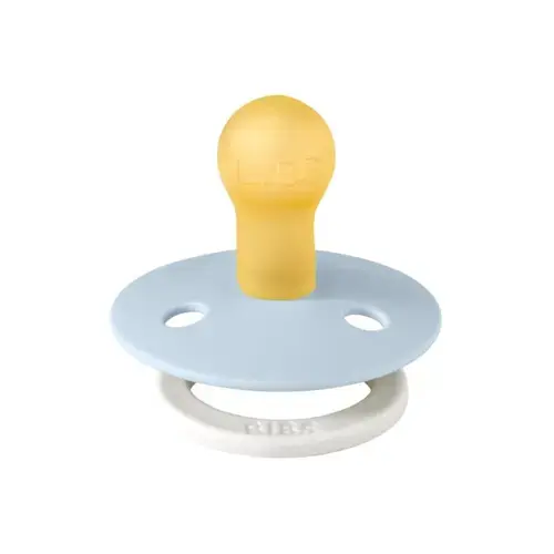 Suzeta fosforescenta Colour GLOW Latex, tetina rotunda, 0 luni + Baby Blue, BIBS