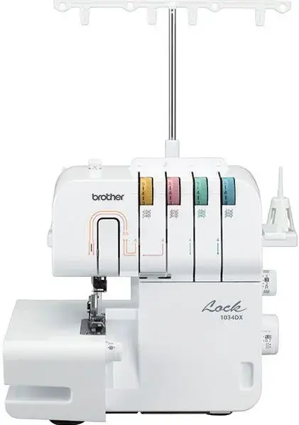 Masina de surfilat electromecanica Brother 1034DXVM1, 5 Cusaturi, 4 Mosoare, 1300 Imp/min, Iluminare LED (Alb)