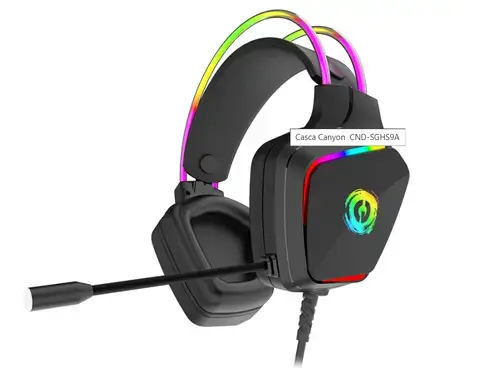 Casti Gaming Canyon Darkless GH-9A, USB, jack 3.5 mm, Wired, RGB (Negru)