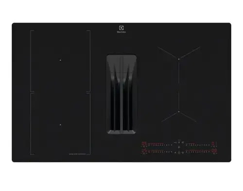 Plita incorporabila cu hota integrata Electrolux ECC83443CZ, Inductie, ComboHob FlexiBridge, 80 cm, Booster (4 zone), Motor inverter, 2 Filtre de carbon si aluminiu incluse, 650 mc/h, SaphirMatt (Negru)