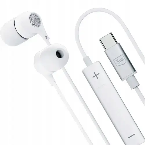 Casti Stereo 3MK, USB-C, Microfon, 1.2m (Alb)