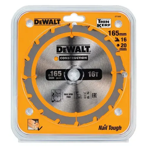 Disc pentru fierastrau circular DeWalt DT1949-QZ, Metal, Pentru lemn, 165/20mm, Argintiu