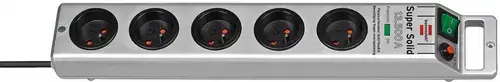 Prelungitor Brennenstuhl SuperSolid, 5 Prize, Impamantare, Cablu 2.5 m, Protectie Suprasarcina 4500 A (Argintiu)