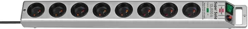 Prelungitor Brennenstuhl SuperSolid, 8 Prize, Impamantare, Cablu 2.5 m, Suprasarcina 4500 A (Argintiu)