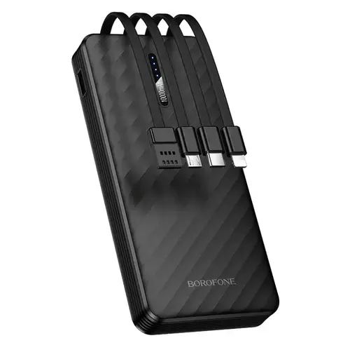 Baterie Externa Borofone BJ84 Smooth, 10000mAh, 10W, 1 x Lightning - 1 x microUSB - 1 x USB-A - 1 x USB-C (Negru)
