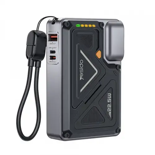 Baterie Externa Yesido YP89, 10000mAh, 22.5W, QC + PD + FQI, 1 x Lightning - 1 x QI - 1 x USB-A - 1 x USB-C (Gri)