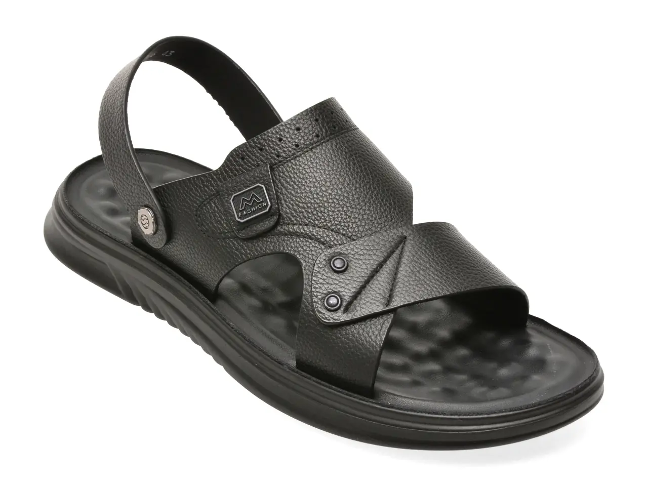 Sandale BITE THE BULLET negre, D6206, din piele naturala