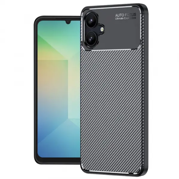 Husa pentru Samsung Galaxy A06 A065, Techsuit, CarbonFiber, Neagra