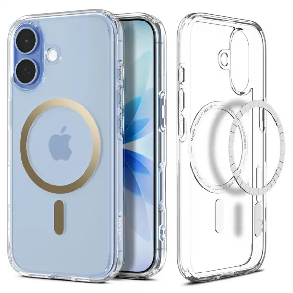 Husa MagSafe pentru Apple iPhone 17, Spigen, Ultra Hybrid, Aurie Transparenta ACS10382