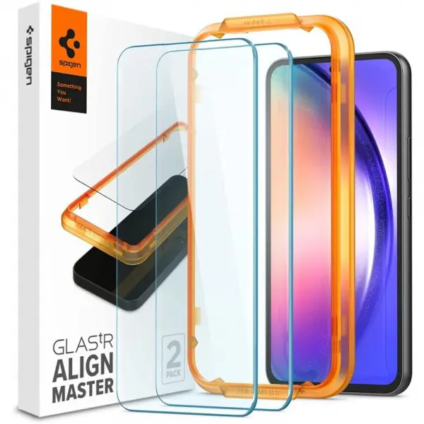 Folie de protectie Ecran Spigen GlastR Align Master pentru Samsung Galaxy A54 A546, Sticla Securizata, Full Glue, Set 2 bucati AGL05966