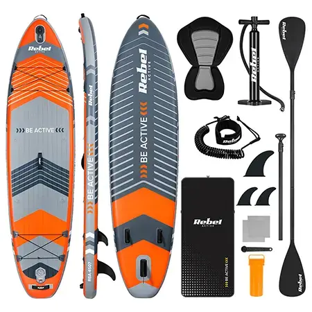 Set placa gonflabila SUP REBEL ACTIVE PADDLE RBA-4507-OR, 335 x 84 x 15 cm (Portocaliu)