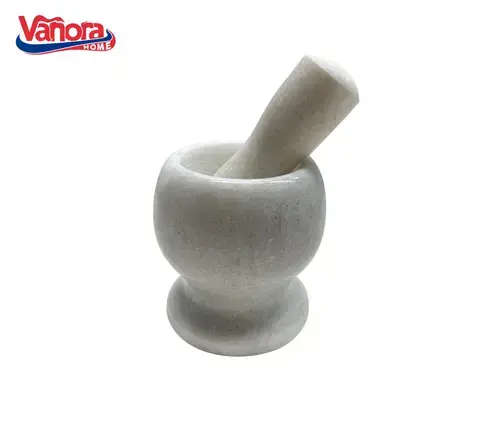 Mojar cu pistil Vanora VN-YMJ-M95A, marmura, DIA, 9.5 cm (Alb)