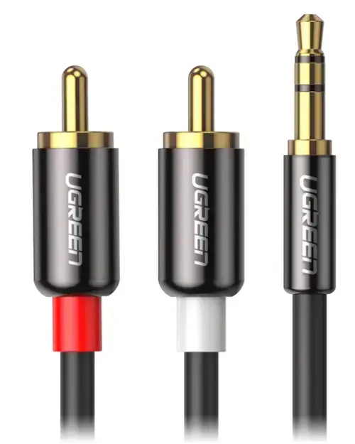 Cablu Audio 3.5mm - 2 x RCA UGREEN AV116, 3m, Gri