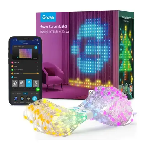 Perdea cu lumini Govee H70B1 Curtain Lights, Wi-Fi, Bluetooth, 25W, 1.5 X 2m