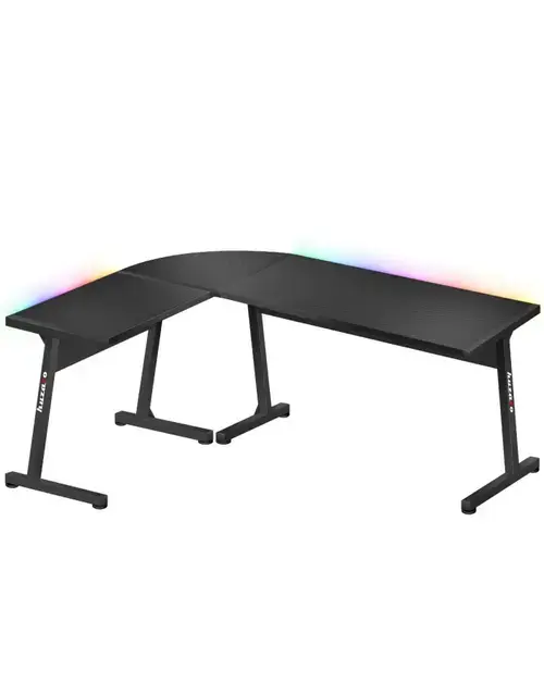 Birou gaming Huzaro Hero 6.0 RGB, 147 x 112 x 74 cm, Otel, Picioare ajustabile (Negru)