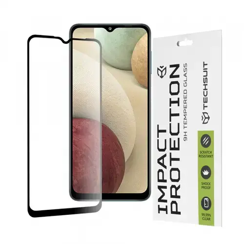 Folie de protectie Ecran Techsuit pentru Samsung Galaxy F12 F127 / A12 Nacho A127 / M02 M022 / M12 M127, Sticla Securizata, Full Glue, 111D