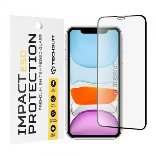 Folie de protectie Ecran Techsuit pentru Apple iPhone 11 / XR, Sticla Securizata, Full Glue