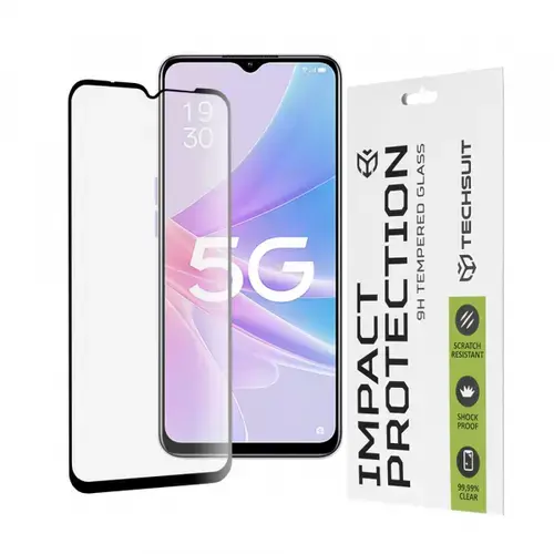 Folie de protectie Ecran Techsuit pentru Oppo A58 5G / A78 5G, Sticla Securizata, Full Glue, 111D