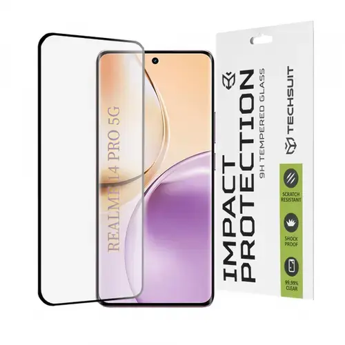 Folie de protectie Ecran Techsuit pentru Realme 14 Pro, Sticla Securizata, Full Glue, 111D