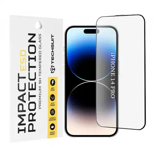 Folie de protectie Ecran Techsuit pentru Apple iPhone 14 Pro, Sticla Securizata, Full Glue