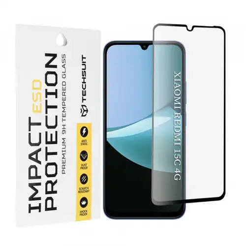 Folie de protectie Ecran Techsuit pentru Xiaomi Redmi 15C 5G / 15C 4G, Sticla Securizata, Full Glue