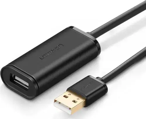 Cablu prelungitor USB Ugreen US121, USB 2.0 (T) la USB 2.0 (M), conectori auriti, 5m (Negru)