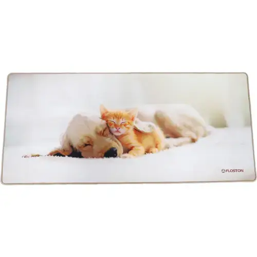 Mouse Pad Floston PET FRIENDS, 900 x 400 x 3mm, baza cauciucata, suprafata textila, margini cusute (Bej)