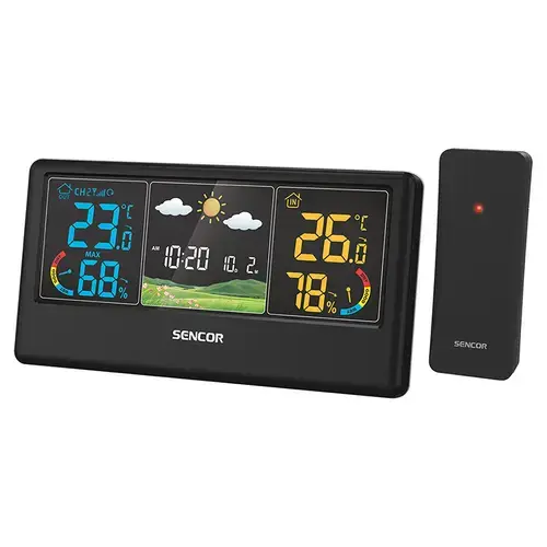 Statie meteo wireless SENCOR SWS4100W, Afisaj LCD color, 6 W (Negru)