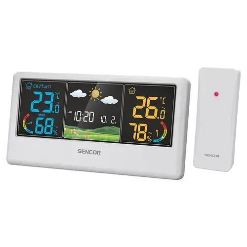 Statie meteo wireless SENCOR SWS4100W, Afisaj LCD color, 6 W (Alb)