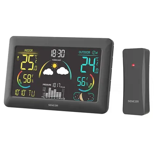 Statie meteo SENCOR SWS4900, Functie alarma si amanare, Prognoza meteo 12-24 ore (Negru)