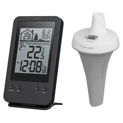 Statie meteo wireless SENCOR SWS6900POOL, Afisaj LCD 4.1inch, 8 senzori, Functie alarma si amanare (Negru)