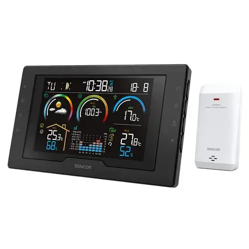 Statie meteo wireless SENCOR SWS8000, Ecran LCD 5.7inch, Prognoza meteo 12-24 ore (Negru)