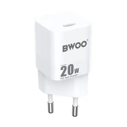 Incarcator Retea BWOO CDA155, 20W, 3A, 1 x USB-C (Alb)