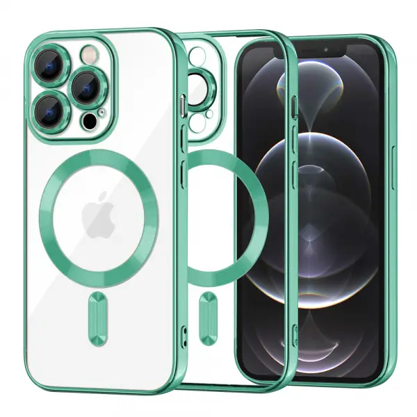 Husa MagSafe pentru Apple iPhone 12 Pro, Techsuit, Luxury Crystal, Verde Deschis