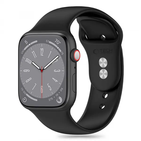 Curea Tech-Protect Silicone pentru Apple Watch 49mm / 46mm / 45mm / 44mm / 42mm Series, Neagra