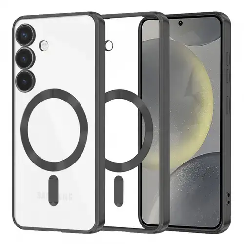 Husa MagSafe Techsuit Luxury Crystal pentru Samsung Galaxy S24 S921 (Transparent/Negru)