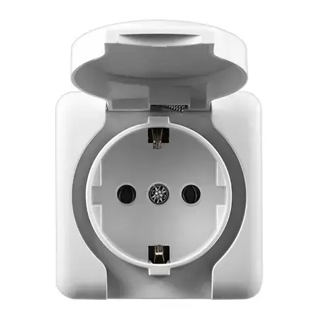 Priza schuko cu capac OEM E-PRPTC, simpla (Alb)