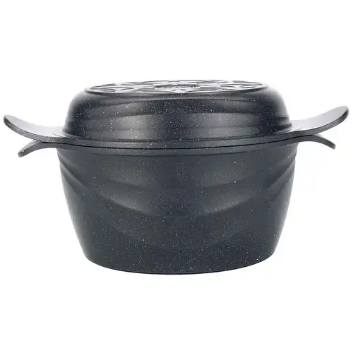 Oala Neoklein CS30-Black 2in1, cu capac ce poate fi folosit ca tigaie multifunctionala, 30 cm, 8.8 L, aluminiu turnat, invelis anti-aderent (Negru)