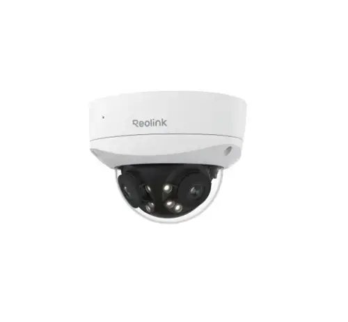 Camera supraveghere exterior IP Dome cu lentila duala Reolink Duo 3V P757, 8+8 MP, 2.8 mm, IR 30 m, 180 grade, microfon si difuzor, night vision color, detectie om/vehicul/animal, timelapse, slot card, sirena, IP67, PoE