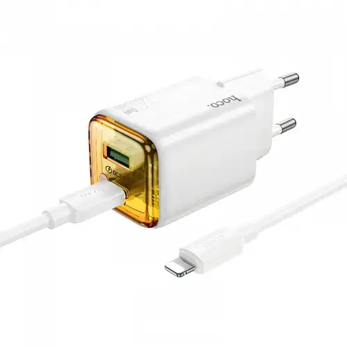 Incarcator Retea Cu Cablu Lightning HOCO N52, 20W, 3A, 1 x USB-A - 1 x USB-C (Alb)