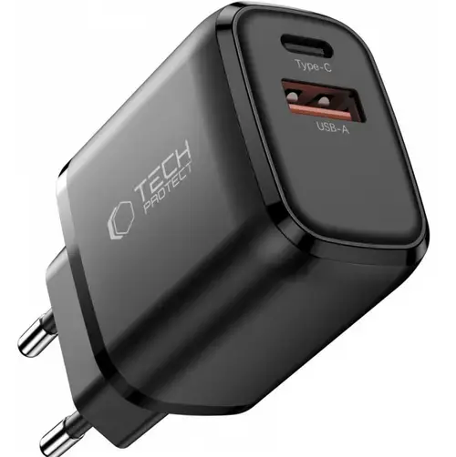 Incarcator Retea Tech-Protect NCA45W, 45W, 3A, 1 x USB-A - 1 x USB-C (Negru)