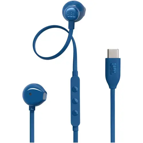 Casti In-Ear cu fir JBL Tune 305C, Pure Bass, Hi-Res, USB-C, Albastru