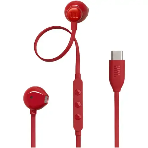 Casti In-Ear cu fir JBL Tune 305C, Pure Bass, Hi-Res, USB-C, Rosu